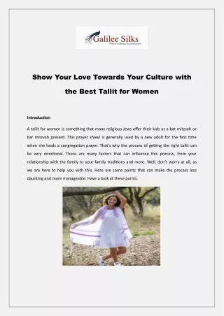 Show Your Love Towards Your Culture with the Best Tallit for Women