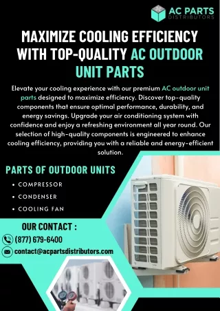 Upgrade and Maintain with Top-Quality AC Outdoor Unit Parts