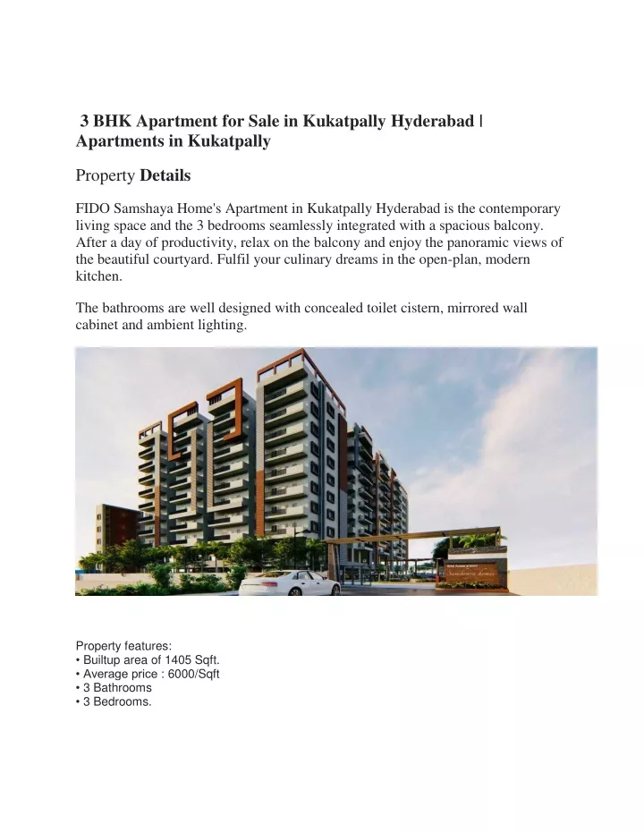 3 bhk apartment for sale in kukatpally hyderabad
