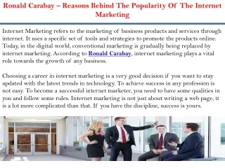 Ronald Carabay – Reasons Behind The Popularity Of The Internet Marketing