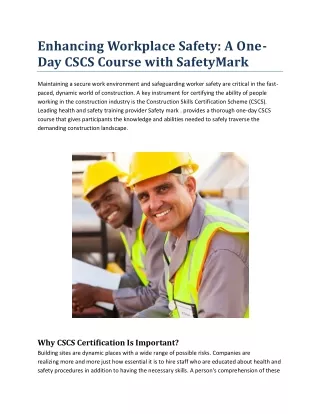One Day CSCS Course
