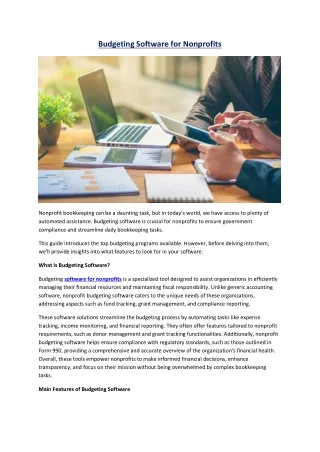 Budgeting Software for Nonprofits