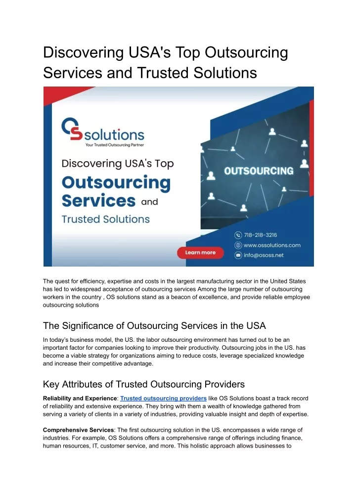 discovering usa s top outsourcing services