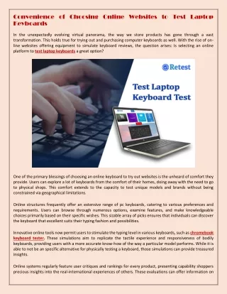 Convenience of Choosing Online Websites to Test Laptop Keyboards