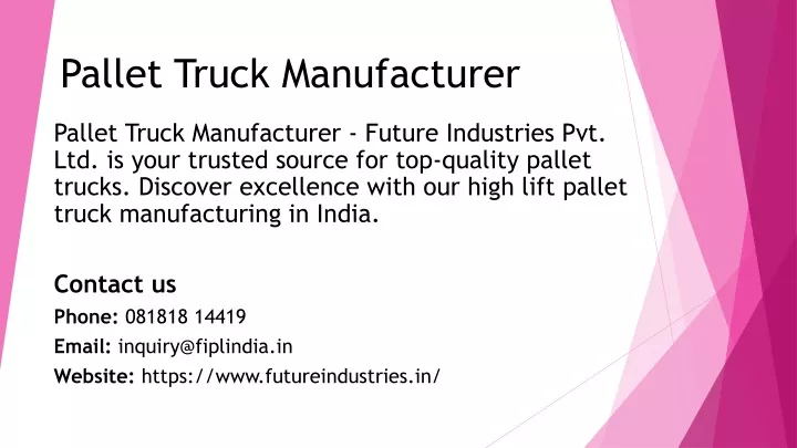 pallet truck manufacturer
