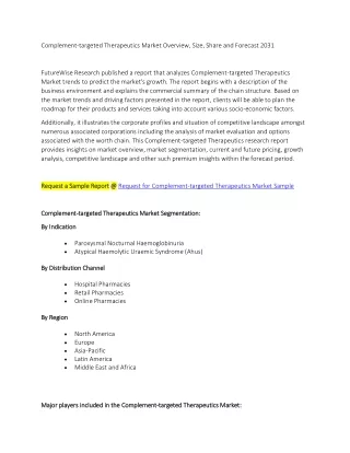complement targeted therapeutics market overview