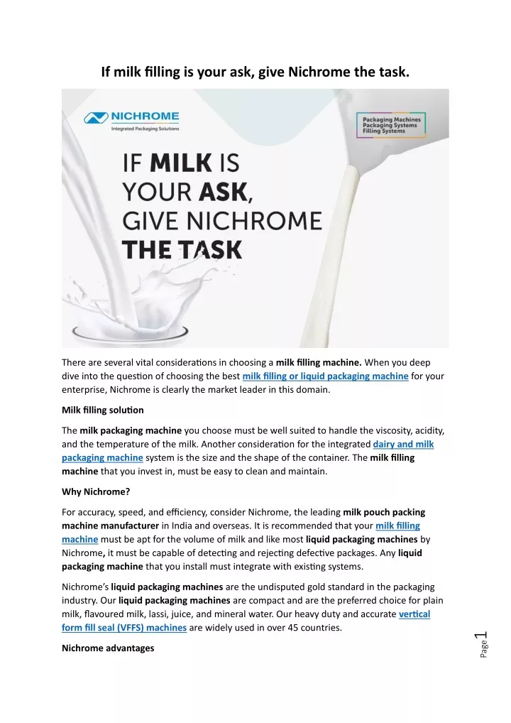 if milk filling is your ask give nichrome the task