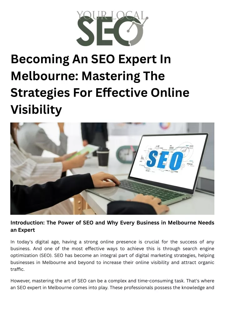 becoming an seo expert in melbourne mastering