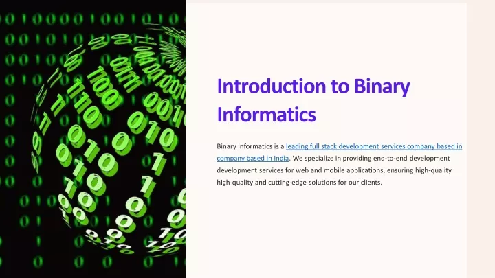 introduction to binary informatics