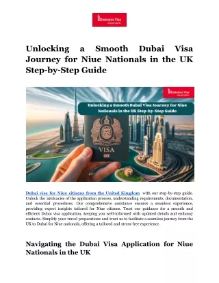 Unlocking a Smooth Dubai Visa Journey for Niue Nationals in the UK Step-by-Step Guide
