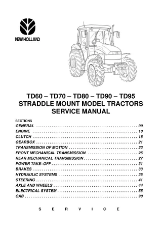 New Holland TD60 Tractor Service Repair Manual