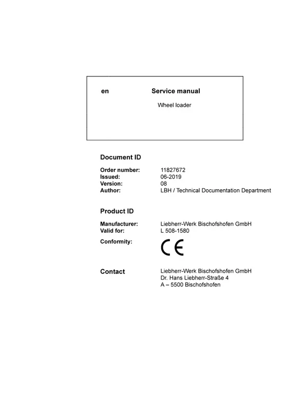 LIEBHERR L508-1580 Wheel Loader Service Repair Manual