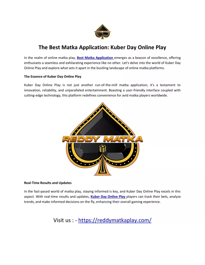 the best matka application kuber day online play