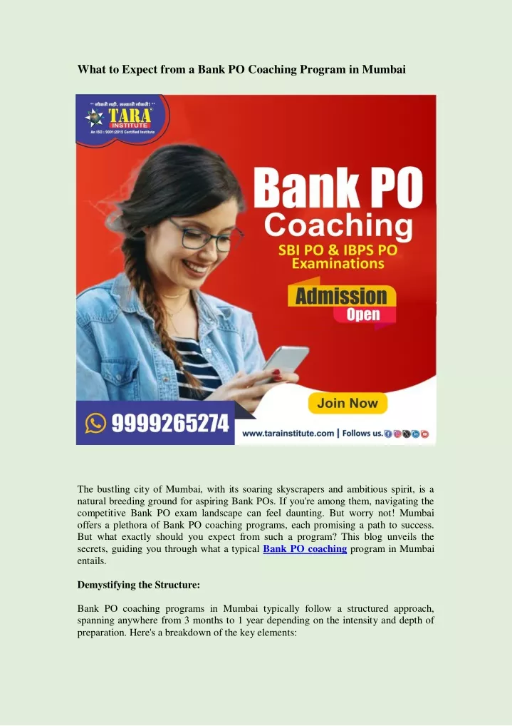 what to expect from a bank po coaching program