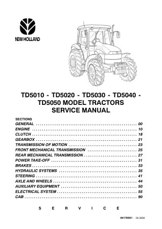 New Holland TD5050 Tractor Service Repair Manual