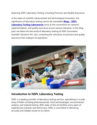 exploring isspl laboratory testing unveiling