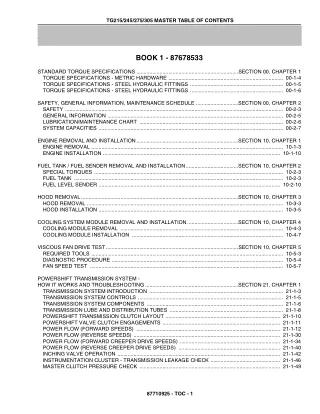 New Holland TG215 Tractor Service Repair Manual