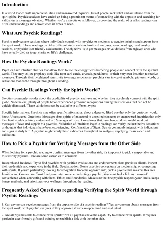 Messages from the Other Side: Confirming the Spirit Globe via Psychic Readings