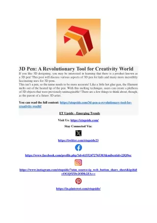 3D Pen A Revolutionary Tool for Creativity World