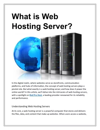 What is Web Hosting Server