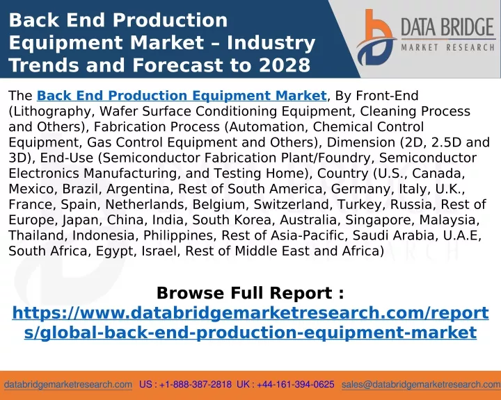 back end production equipment market industry