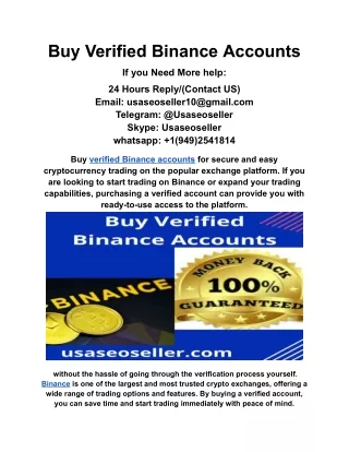 Buy Verified Binance Accounts