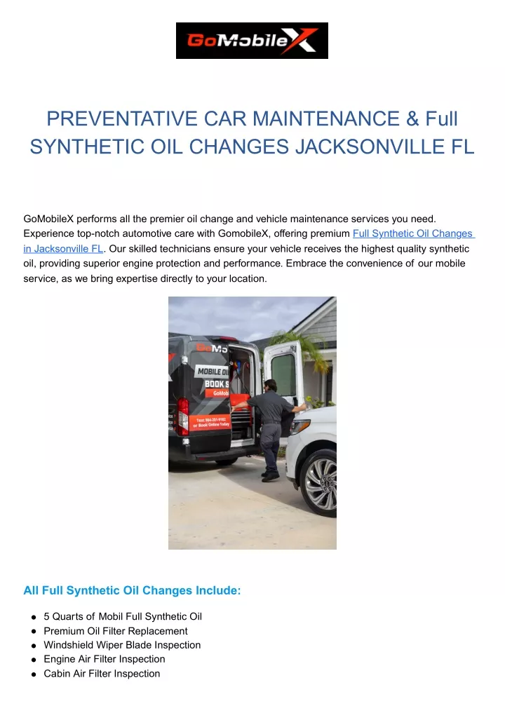 preventative car maintenance full synthetic