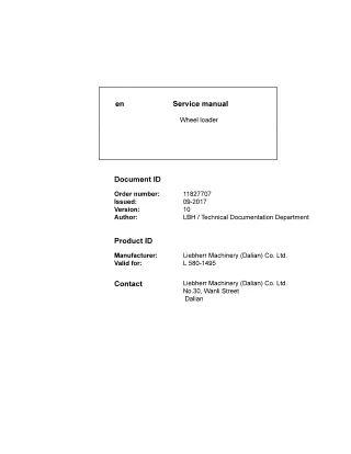 LIEBHERR L580-1495 Wheel Loader Service Repair Manual