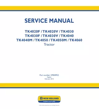 New Holland TK4040 Tractor Service Repair Manual