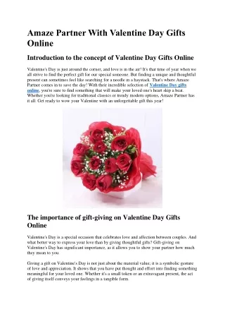 Amaze Partner With Valentine Day Gifts Online
