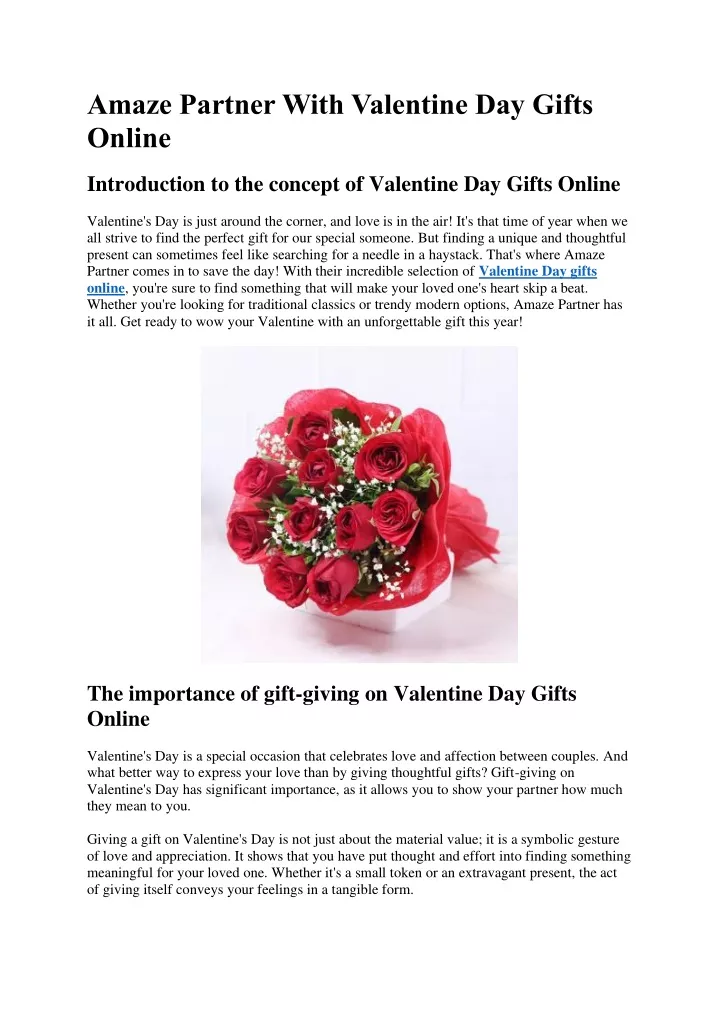 amaze partner with valentine day gifts online