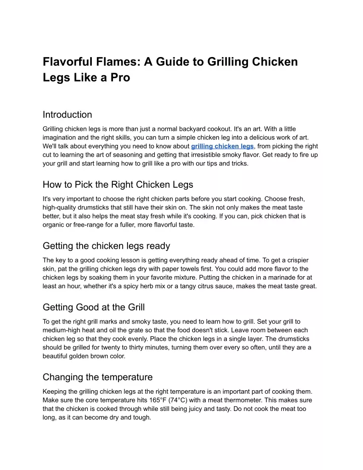 flavorful flames a guide to grilling chicken legs