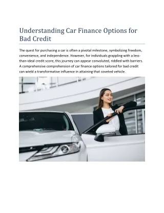 Understanding Car Finance Options for Bad Credit