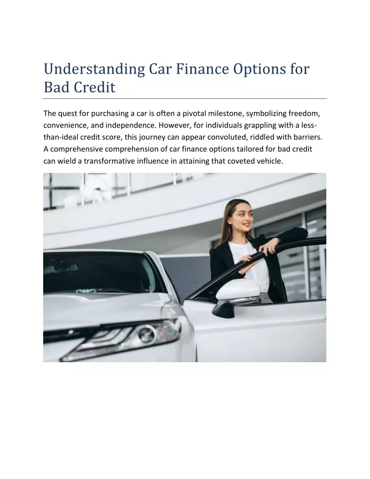 understanding car finance options for bad credit