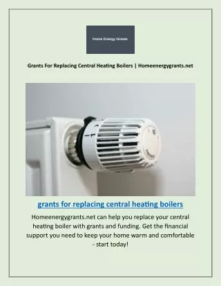grants for replacing central heating boilers