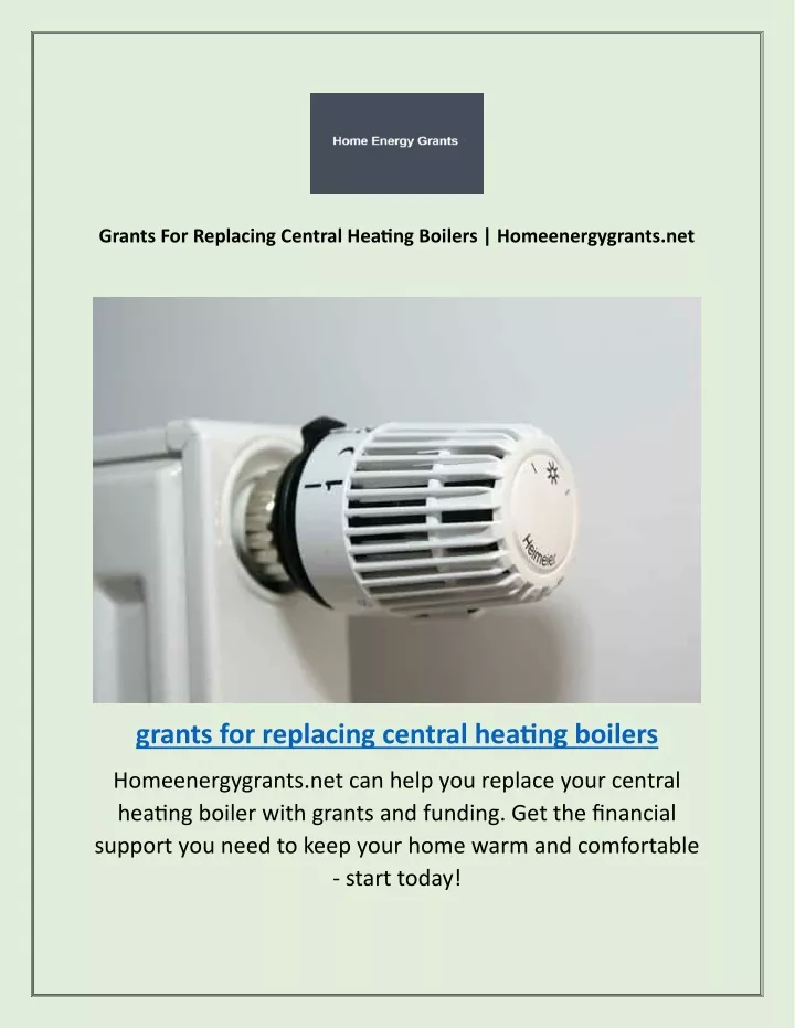 grants for replacing central heating boilers