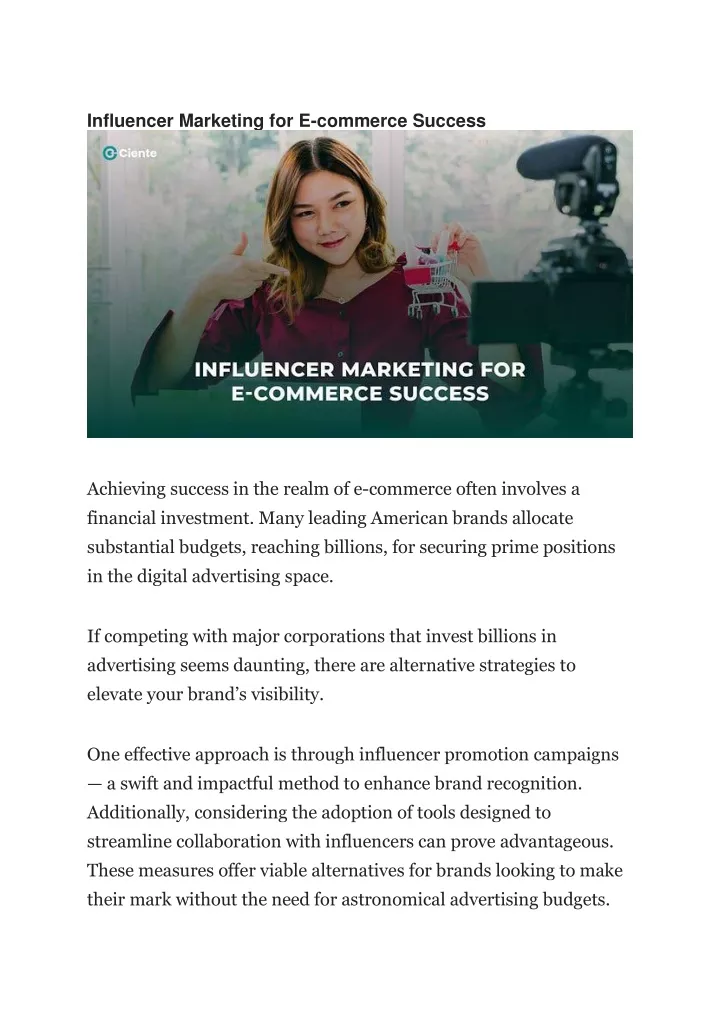 influencer marketing for e commerce success