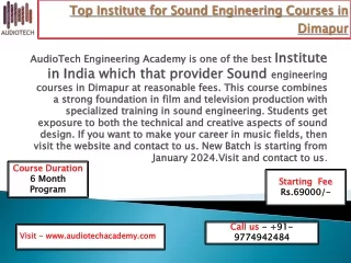 Top Sound Engineering Courses Institute in Dimapur