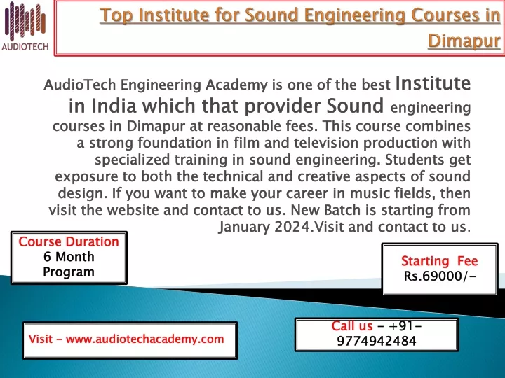 top institute for sound engineering courses in dimapur