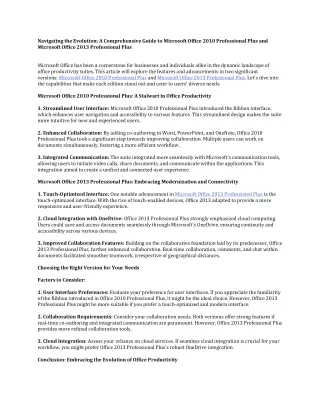 Navigating the Evolution: A Comprehensive Guide to Microsoft Office 2010 Profess