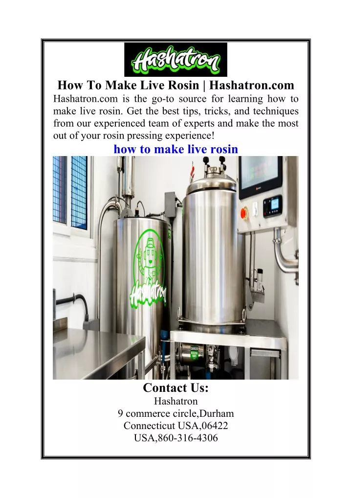 how to make live rosin hashatron com hashatron