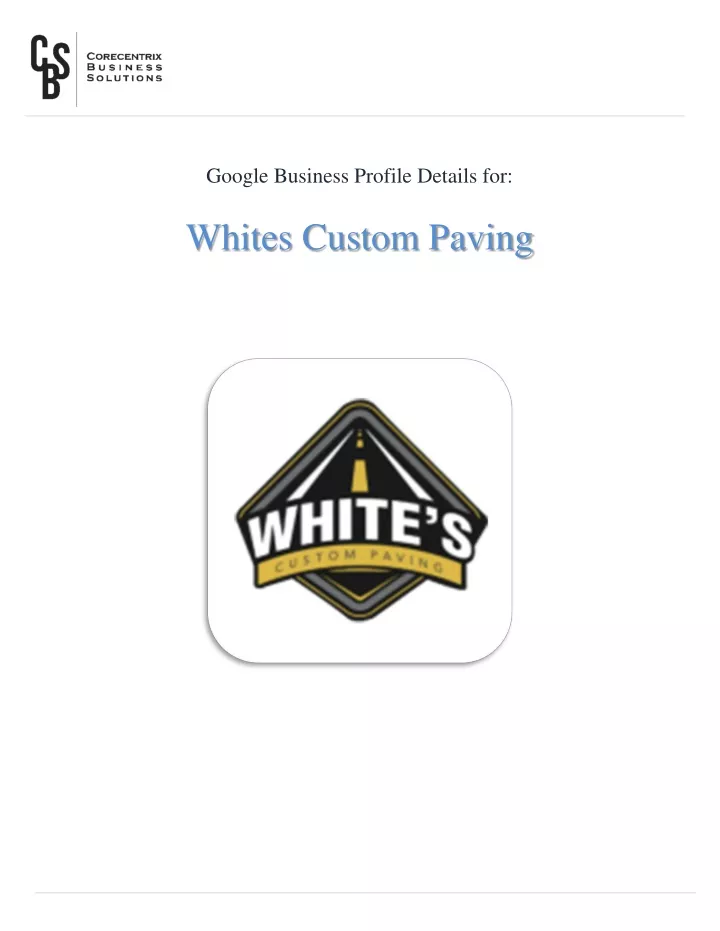 google business profile details for whites custom paving