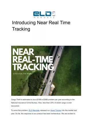 Introducing Near Real Time Tracking