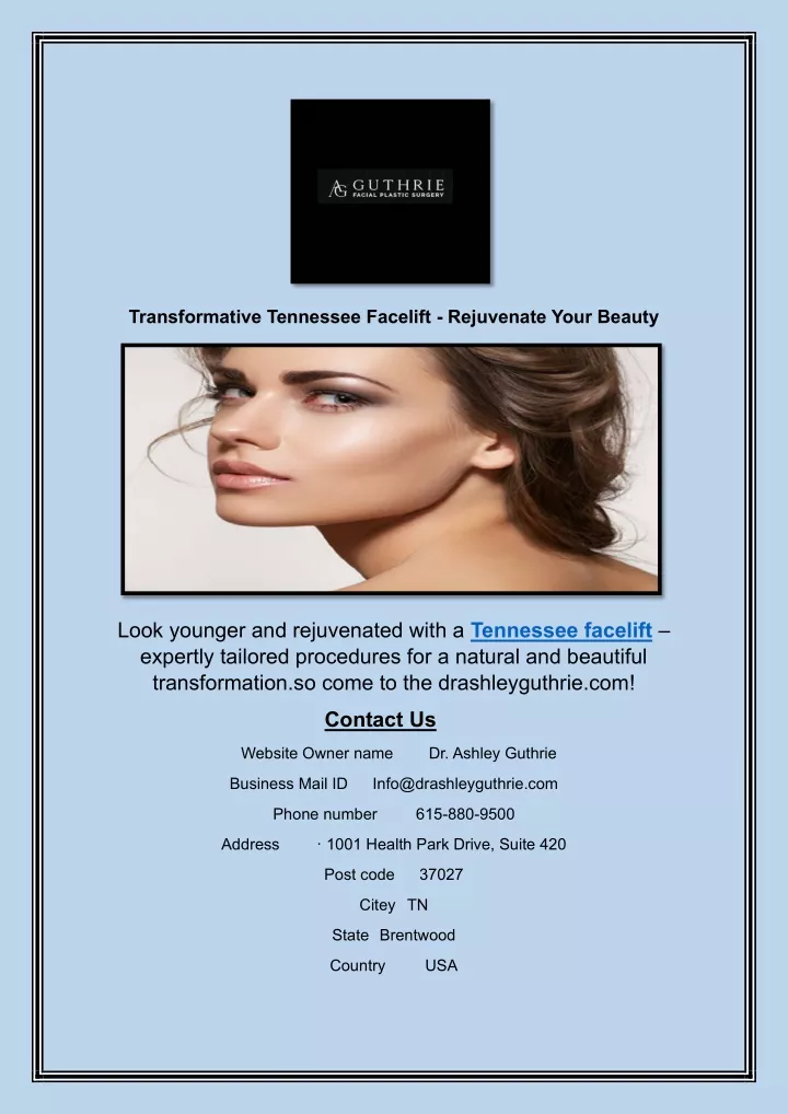 transformative tennessee facelift rejuvenate your