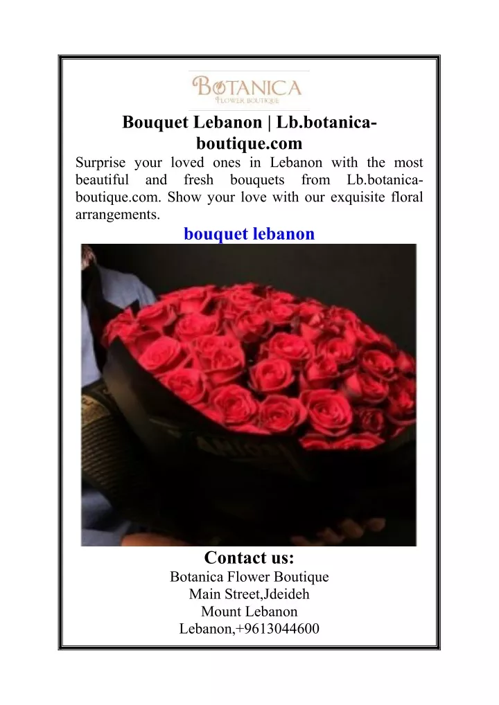 bouquet lebanon lb botanica boutique com surprise