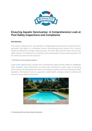Deep Dive: A Comprehensive Home Pool Inspection for Safety and Peace of Mind