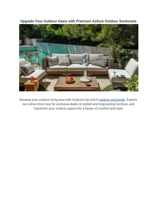 Upgrade Your Outdoor Oasis with Premium Azilure Outdoor Sectionals