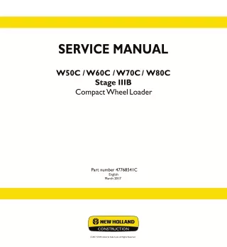 New Holland W60C TC Stage IIIB Compact Wheel Loader Service Repair Manual