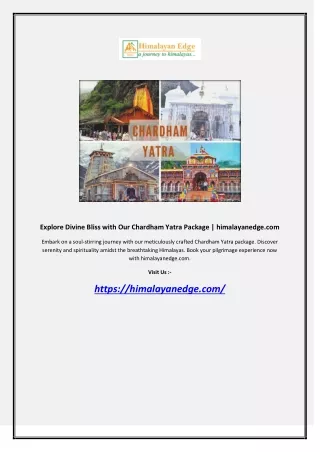 Explore Divine Bliss with Our Chardham Yatra Package