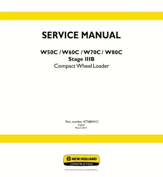 New Holland W80C Stage IIIB Compact Wheel Loader Service Repair Manual
